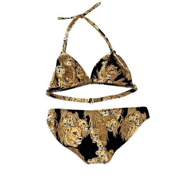 Vintage 70s Lion Print Bikini & Cover Up Set The Twins Inc. Miami L - Picture 5 of 9